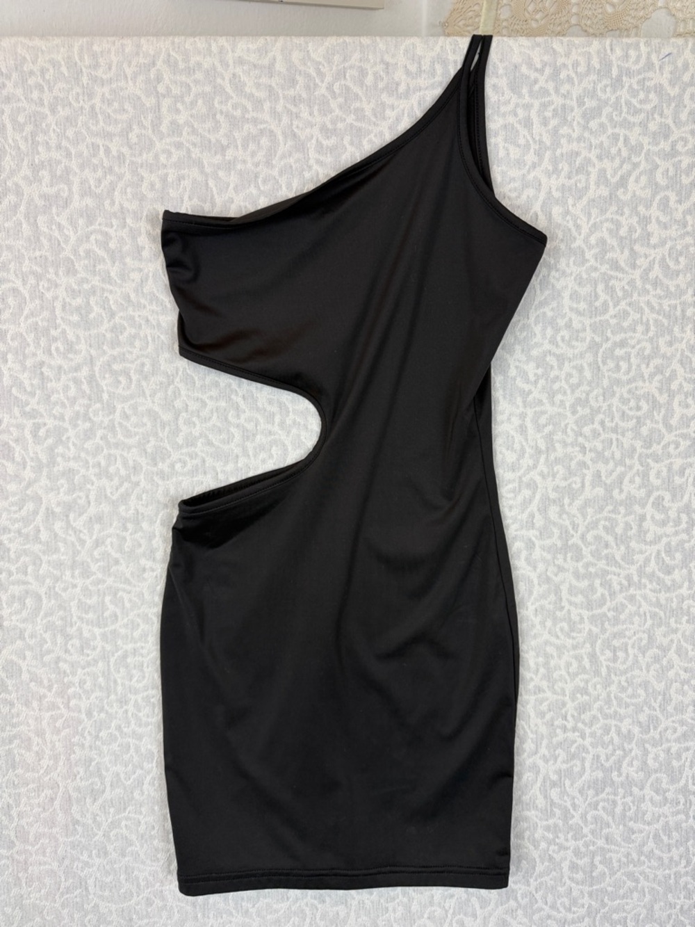 Sorella Black One-Shoulder Cutout Mini Dress Sz. S Night out Date Rave Stretch